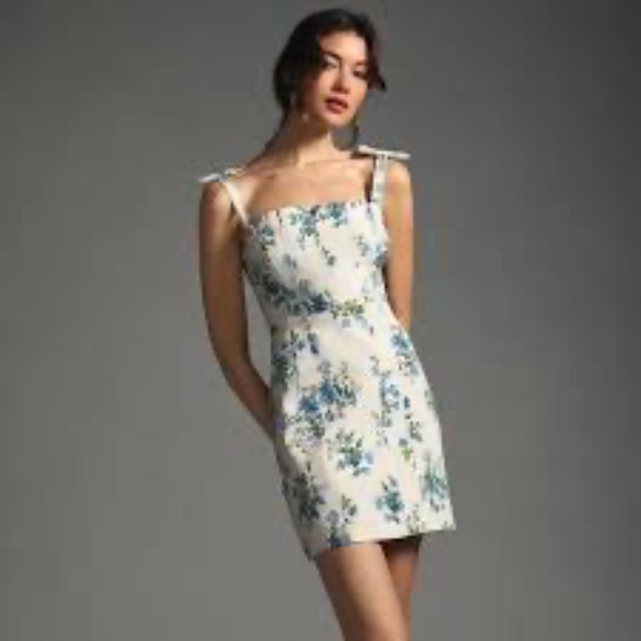 Brand New By Anthropologie Floral Print Shoulder-Tie Dress - Picture 8 of 14